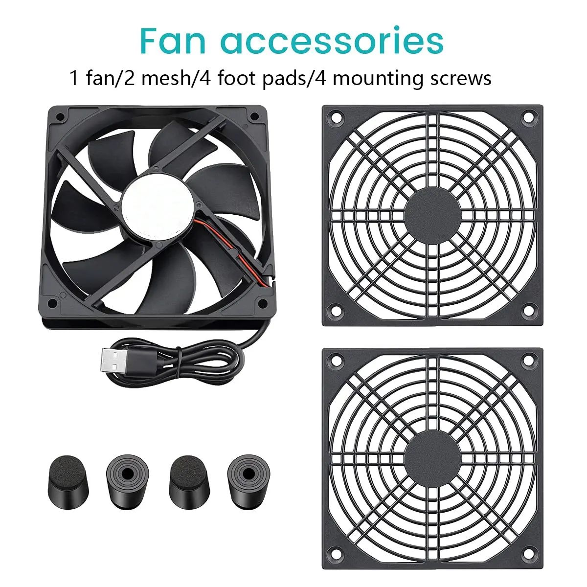 Cooling Case Fan for Receiver DVR Xbox TV Box Router 120mm x 25mm USB Power