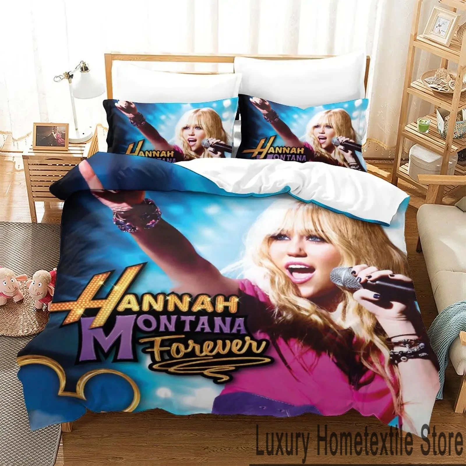 3D Print Hannah Montana Bedding Set Boys Girls Twin Queen King Size Duvet Cover Pillowcase Bed boys Adult Home Textileextile