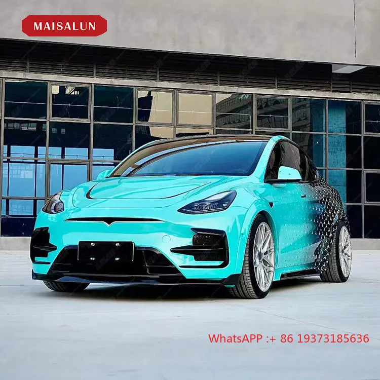 High Quality 2019- Carbon Fiber Body Kit for Model Y Upgrade to D Style With Front Bumper Rear Bumper Side Skirts Spoiler Hood