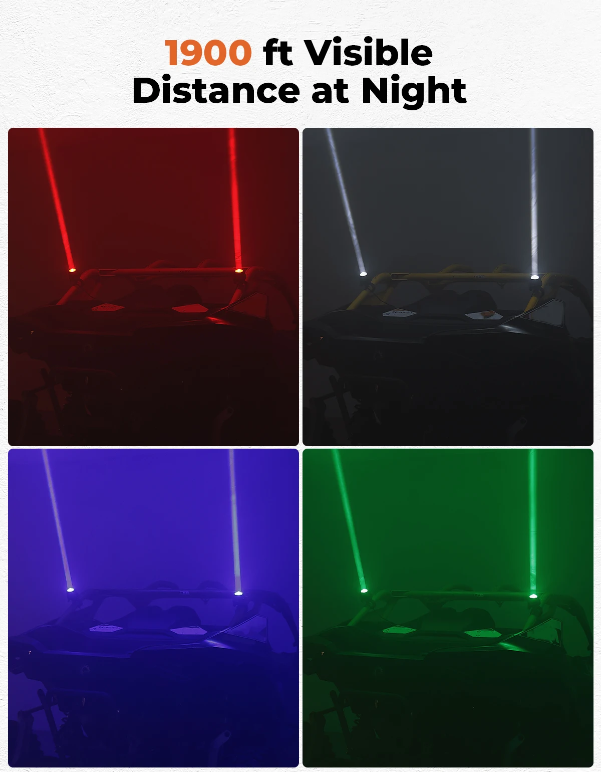 KEMIMOTO 50mm Whipless LED Whip Lights Multi-Color Scratch-resistant Fit 1.5''-2'' Roll Cage for Can-Am for CFmoto for RZR XP