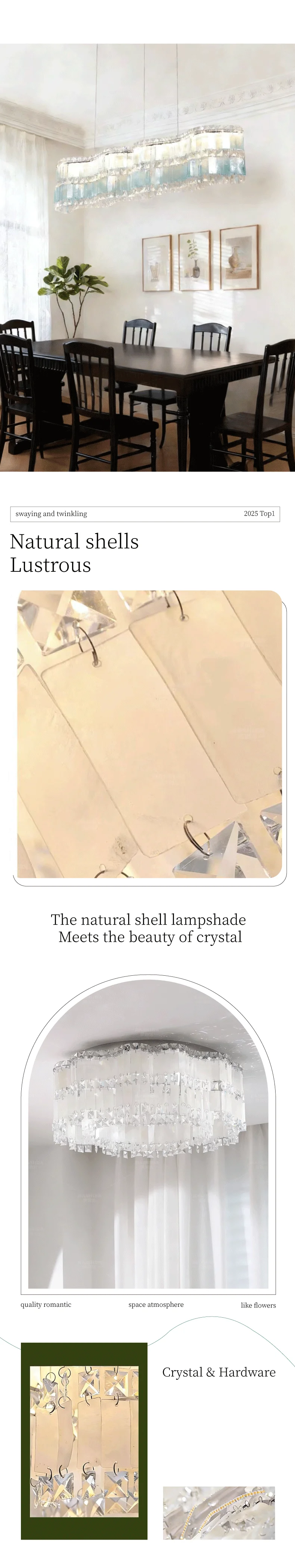 Shell LED E14 Ceiling Lights Crystal Luminaires