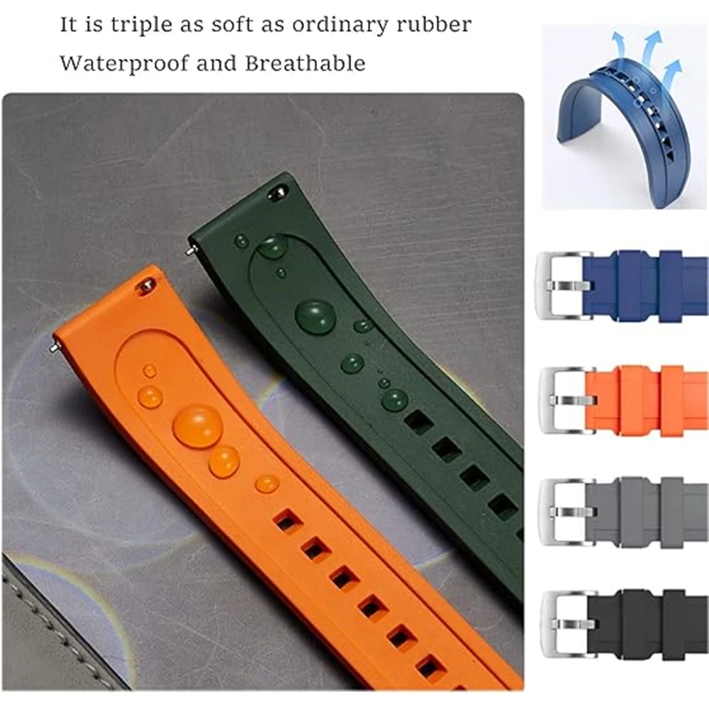 20mm 22mm Silicone Strap For HUAWEI WATCH Silicone Band GT 5 4 46mm Watch 4 Pro GT 3 2 Pro Sports Wristbands Breathable Bracelet