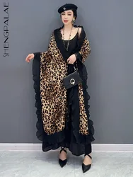 Shengpalae-xale estampado leopardo feminino, moda coreana, chique bonito e elegante, 5R1759, xales para primavera e verão