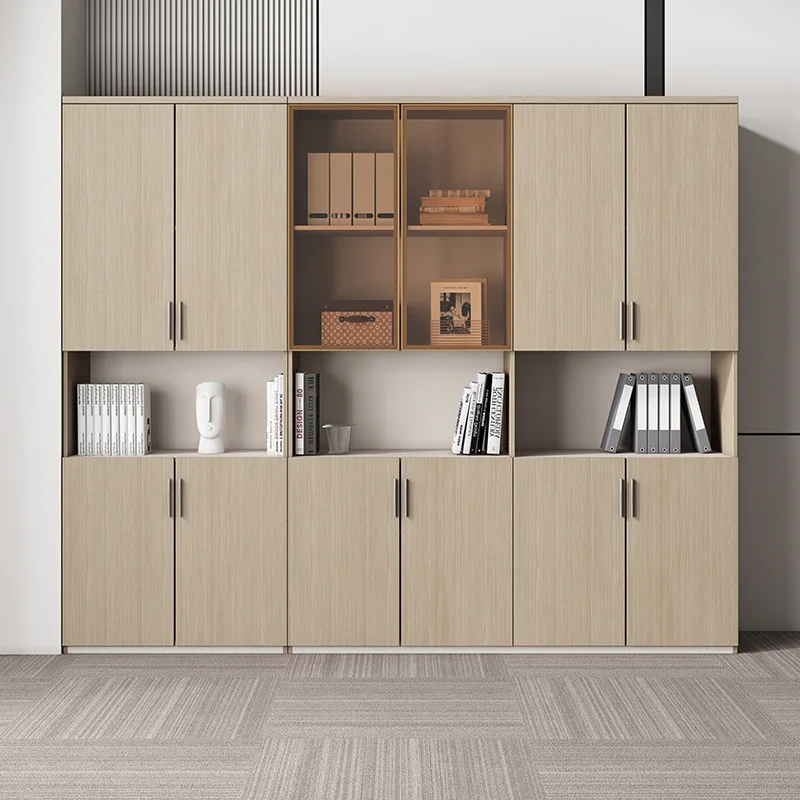 File cabinets, data cabinets, wooden simple modern office building, long , glass with locks, office file
