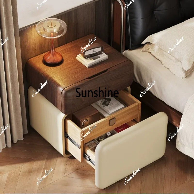 bedside table household light luxury high-grade solid wood storage cabinet