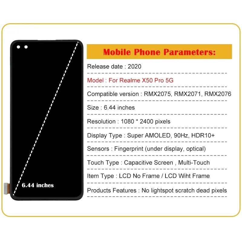 AMOLED TFT Display Replace 6.44