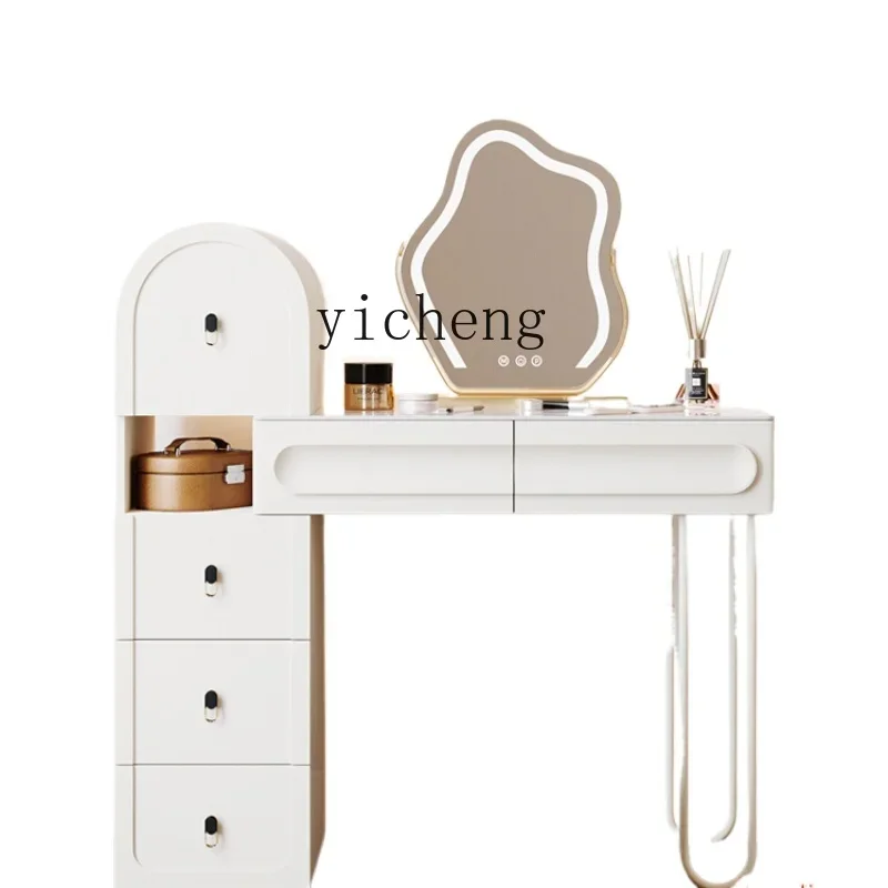 

XL Cream Wind Bedroom Dresser Bucket Cabinet Integrated Multifunctional Retractable Makeup Desk Cabinet