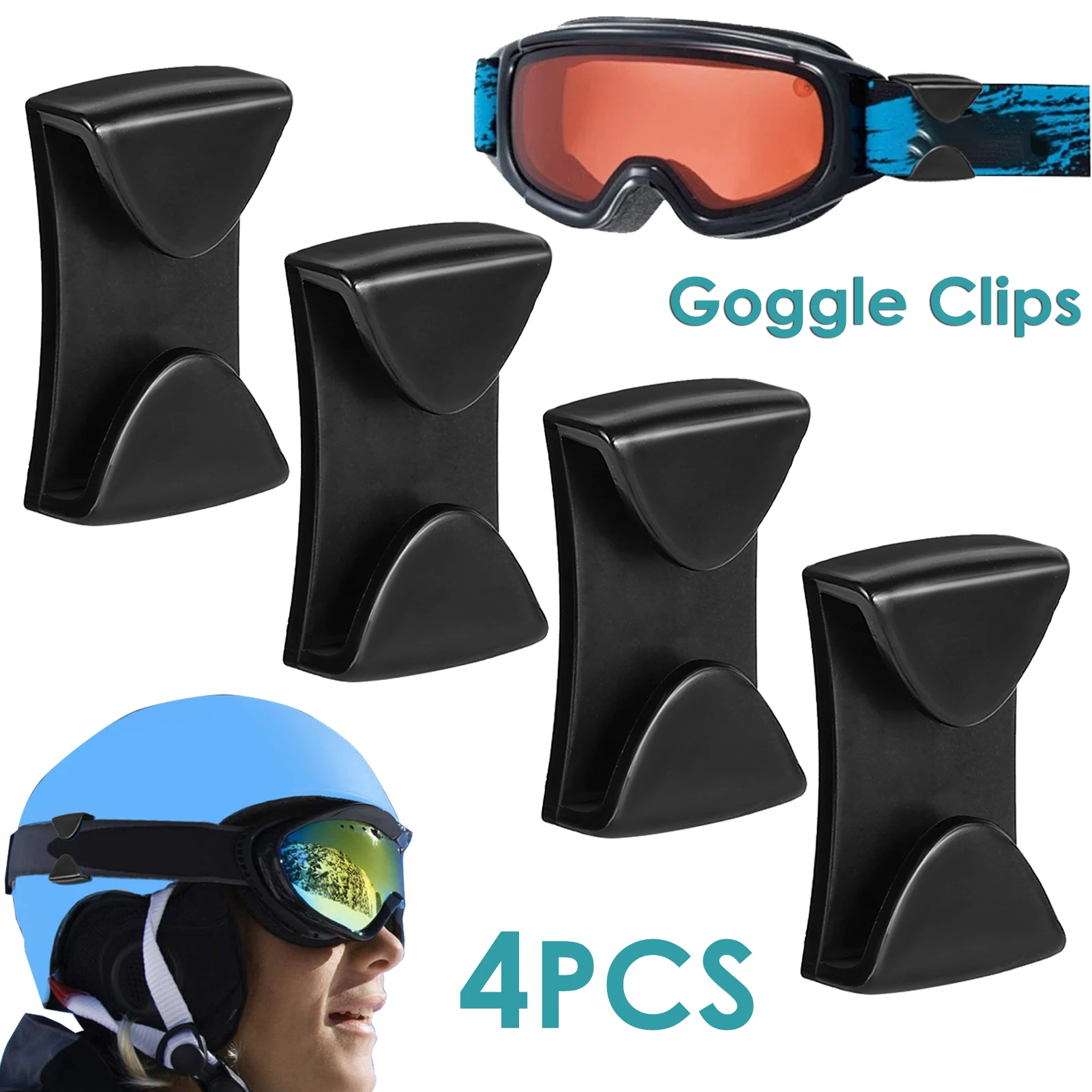 

4pcs Universal Goggle Keeper Clip Anti-Loss Holder for Helmet, Pack, Belt Loop in Construction, Skiing & Hiking