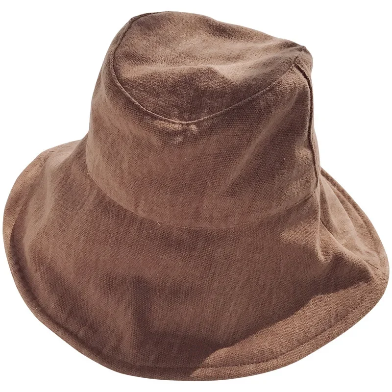 12cm Wide Brim Bucket Hat Women Outdoor Summer Foldable Big Brim Sun Hats Large 100% Cotton Panama Bob