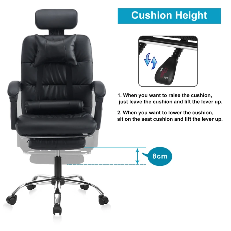 Home Office Chair Ergonomic Executive Office Chair PU Leather Swivel Desk Chairs,Adjustable Height Reclining Chair.