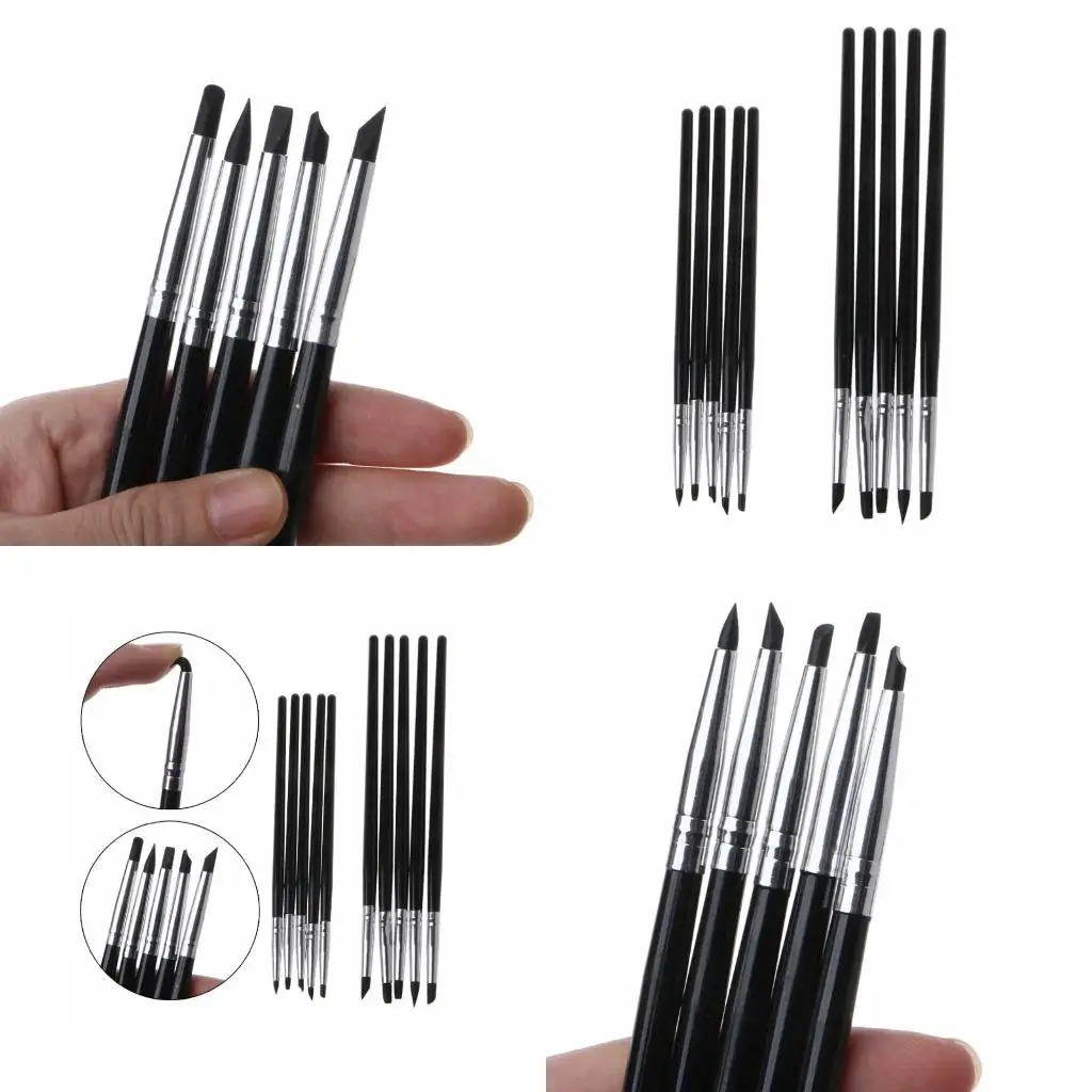5 Styles Clay Sculpting Tools Silicone Carving Pen Brushs Professional Pen