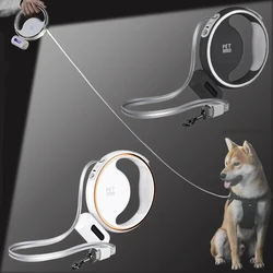 3M Dog Leash with Poop Bag Dispenser Flashlight Roulette Automatic Retractable Pet Collar Extension Puppy Walking Running Lead