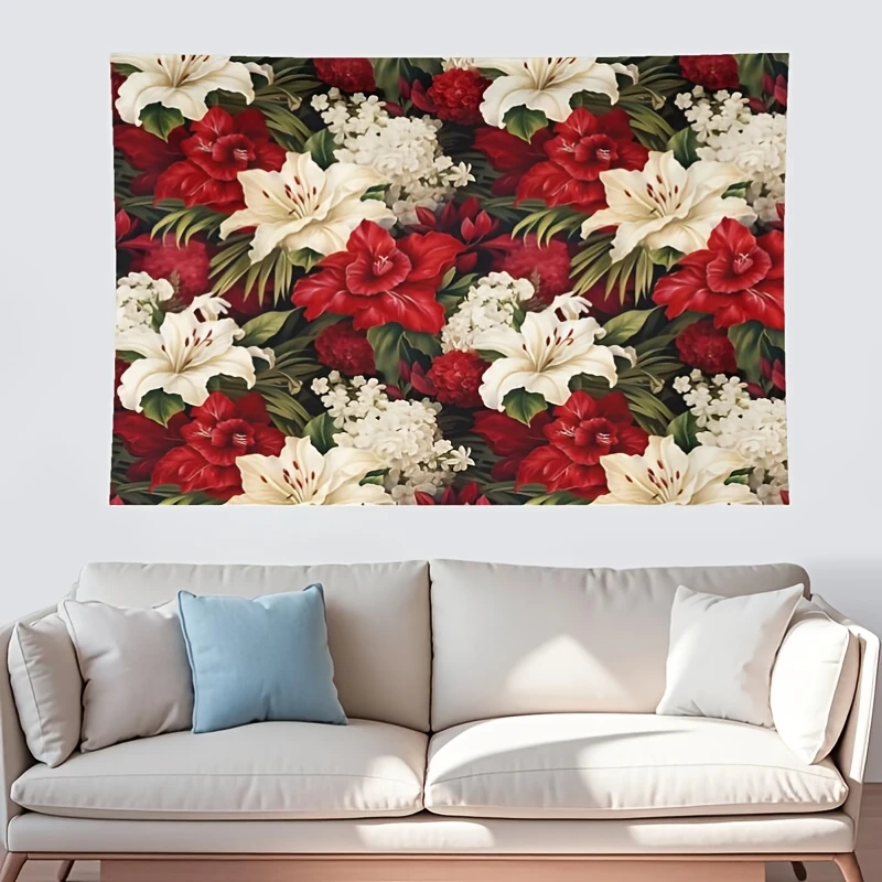 Большой горизонтальный 40x60 дюймов, мягкий светло-бежевый гобелен, настенный гобелен - элегантное рождественское украшение с самодельным узором, нейтральный нейтральный