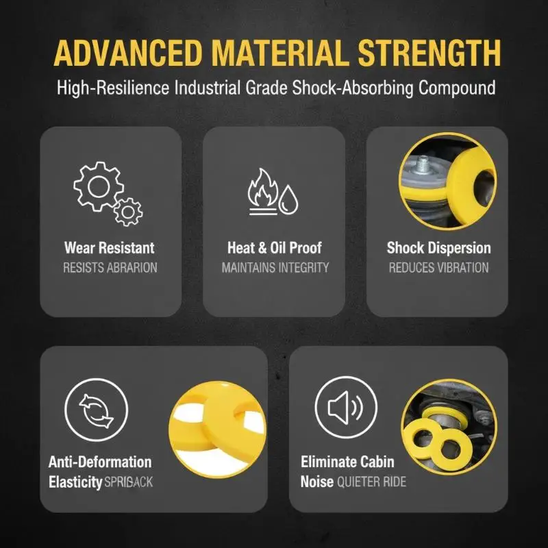 Car Shock Absorber Pads Non Slip Rubber Bushing Protector Kit for Auto Suspension System Suitable for Various Road Conditions