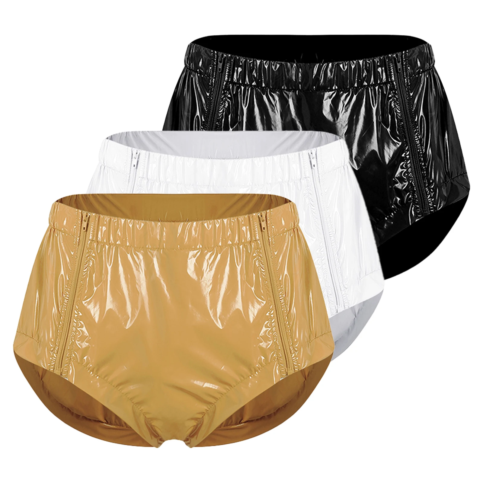 Adult Elderly Special Needs Adaptive Underwear 3Pcs Leak-proof Incontinence Diaper Cover Side Zipper Tear-away Waterproof Briefs