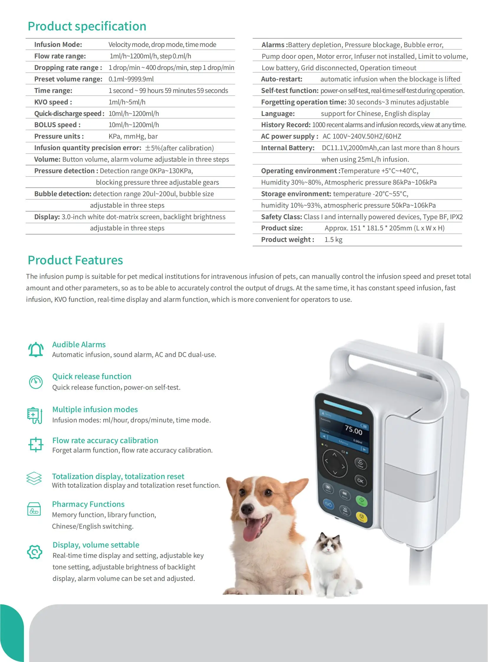 New Hot Medical Pet Animal Veterinary Infusion Syringe Pump