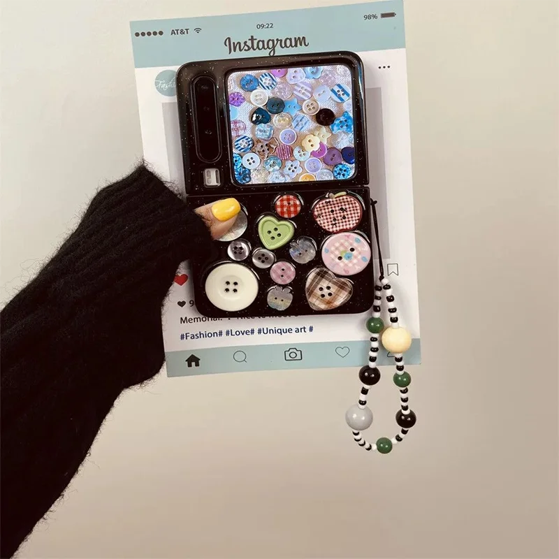 zflip7 case cute colorful buttons phone cases for Samsung z flip6 7 zflip5 Oppo findn3 n2flip/ Xiaomi mix flip cover funny