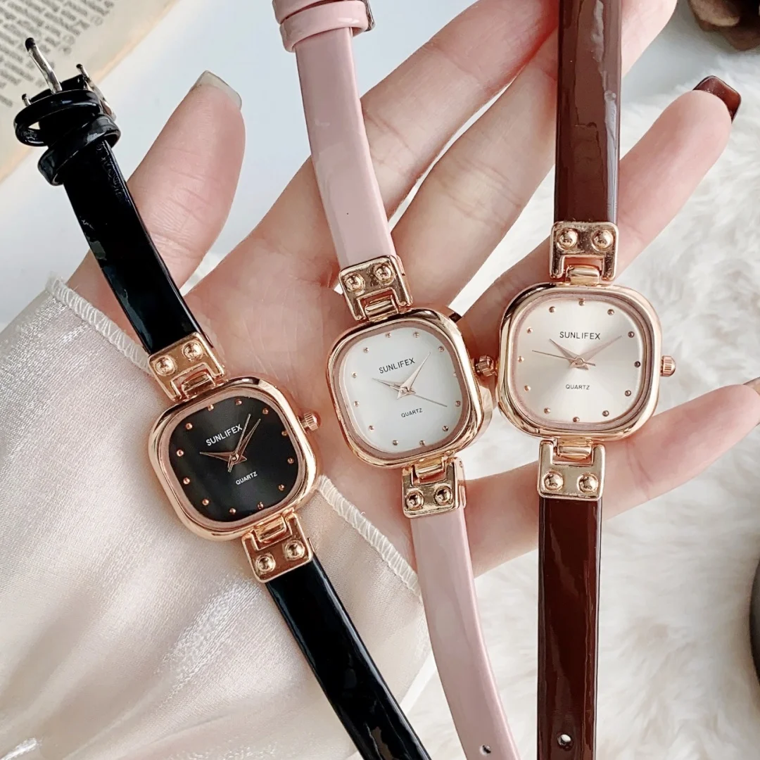 Женские часы, модный квадратный кожаный ремешок, кварцевые часы, женские наручные часы, подарок подруге, часы Relogio Feminino Montre Femme