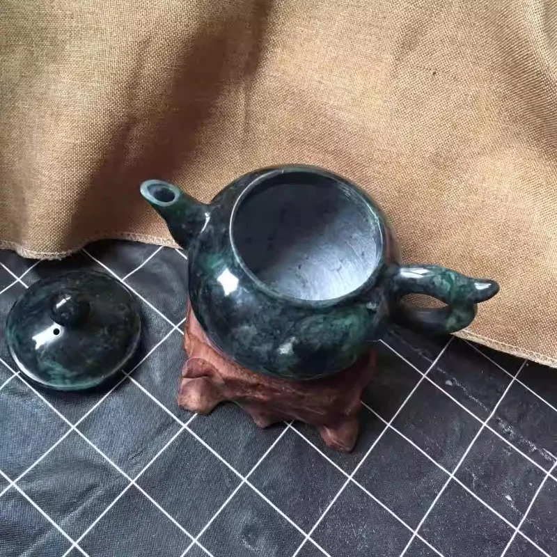 Real Jade Tibetan Jade Teapot Medicine King Stone Tea Set Wine Pot Okho Household Teapot