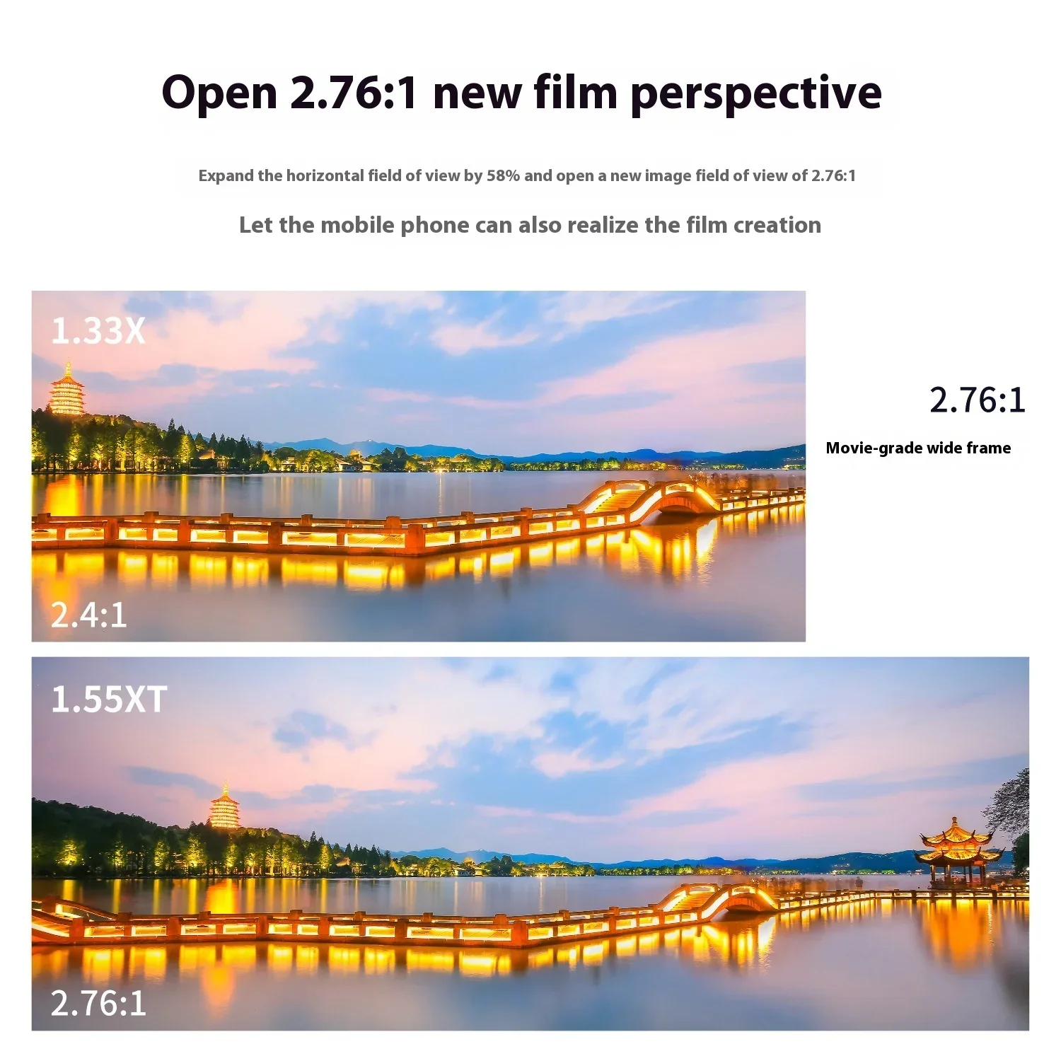 Obiektyw do nagrywania wideo Blu-ray 2026NEW 1.55X z szerokim formatem ekranu, kompatybilny z telefonami komórkowymi, wykonany ze szkła, z autofokusem (AF) do oglądania filmów i wideo, przeznaczony do iPhone'a.