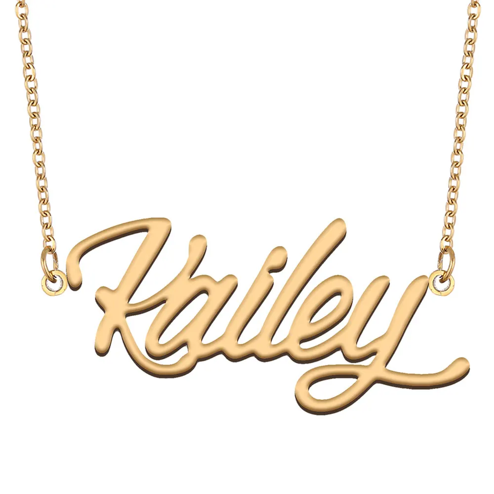 

Kailey Name Necklace for Women Stainless Steel Jewelry Gold Color Nameplate Pendant Collares Para Mujer Letters Choker