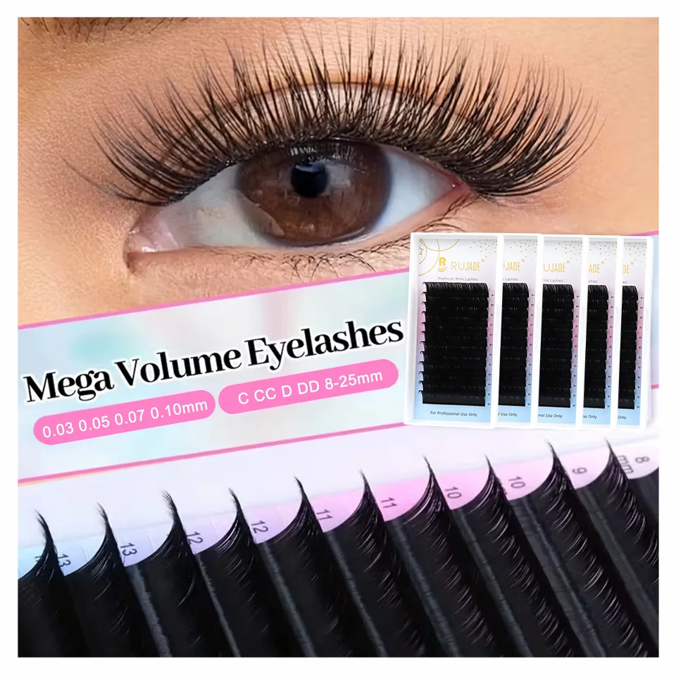 

RUJADE Cashmere Eyelashes All Sizes 8-25mm Faux Mink Individual Eyelash Extensions Long/Short/Lower Lashes Russian Volume Lashes