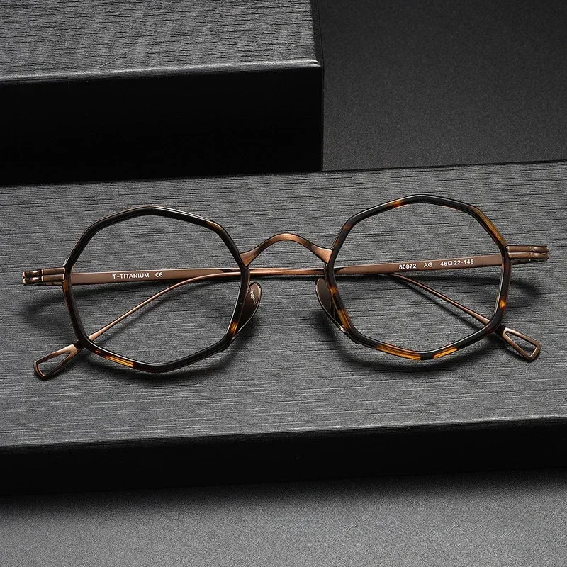 Japanese Handamde Designer Women Prescription Titanium Octagonal Glasses Frames Acetate Retro Myopia for Men Reading Eyeglasses