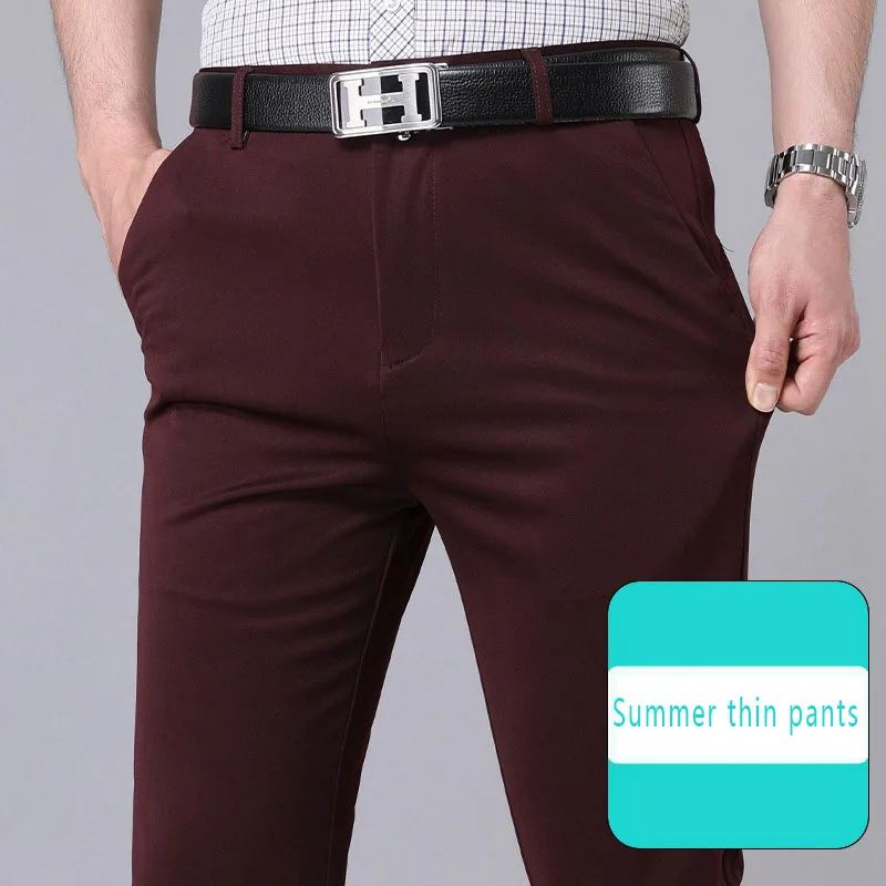 Schwarze Anzughose für Herren, geeignet für Frühling und Herbst, dehnbar und bügelfrei, schmale Passform, formelle Hose für Herren, Anzughose. – Detail 4