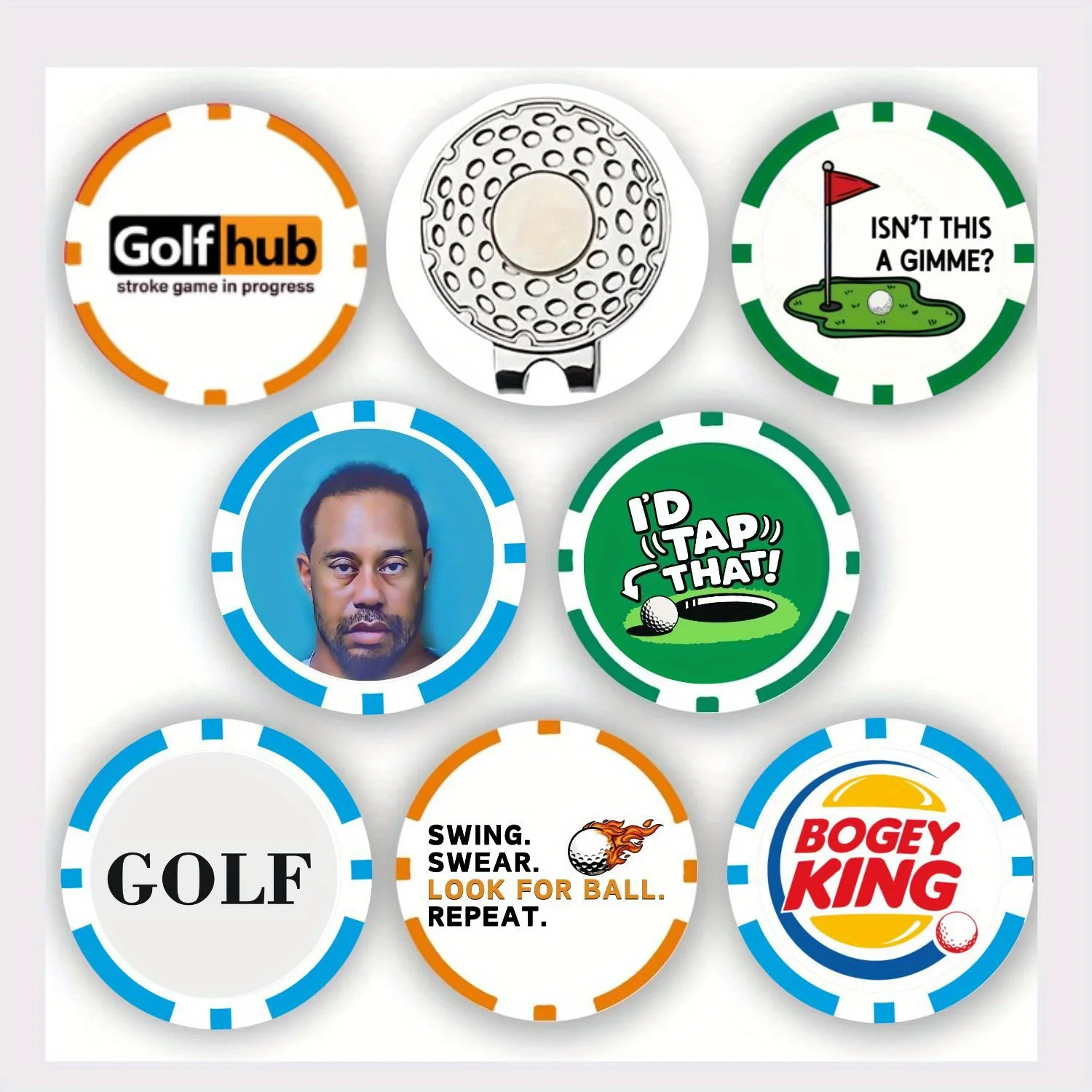 

7 шт. забавные маркеры для мяча для покера для гольфа с магнитным зажимом для шляпы — многоцветные маркеры из АБС-пластика для шляпы для гольфа — идеально подходят для Дня отца