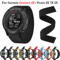 Hook & Loop Nylon Straps For Garmin Fenix 6 6X Pro 5 5X Plus 7 7X S62 S60 / Instinct 2X Solar Band 26mm 22mm Bracelet Wristbands