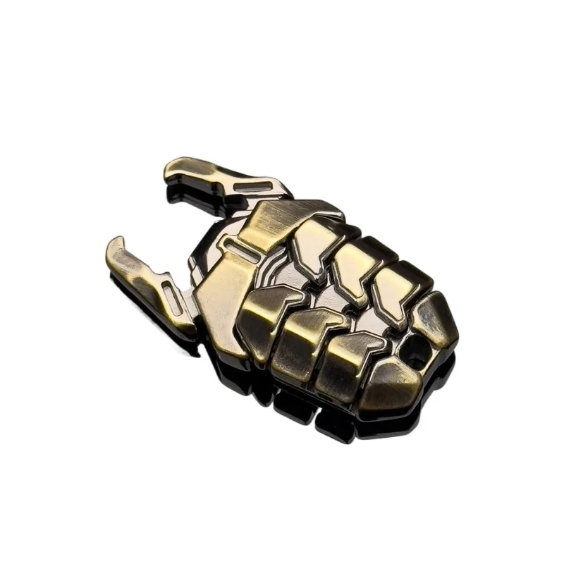 Premium EDC Stainless Steel Battle Shield Push Coin - Mechanical Tactile Click Stress Relief Spinner for Men with Fidget Design