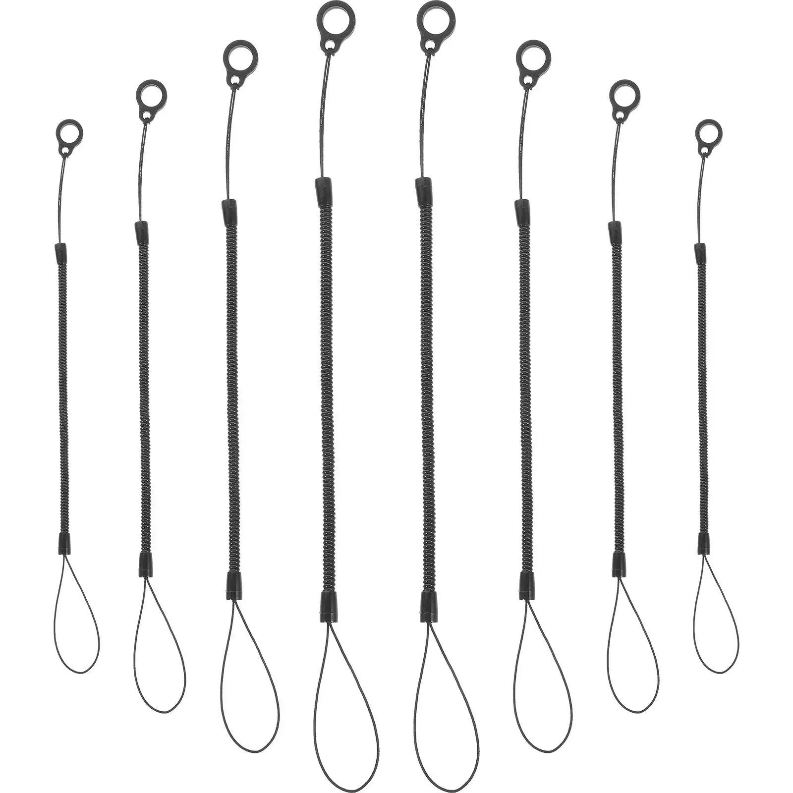 8 Pcs Anti-lost Lanyard for Stylus Pen Black Retractable Cord Wristband Elastic Spring Rope Plastic Construction