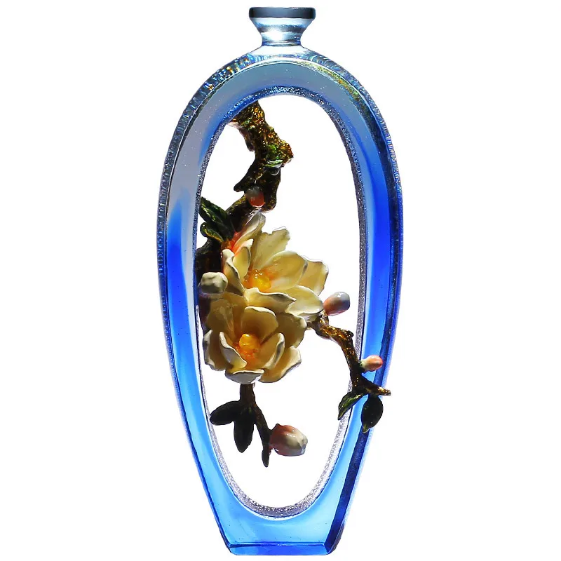 

Glazed artworks, magnolia vase ornaments, enamel handicrafts, living room, entrance counter decoration