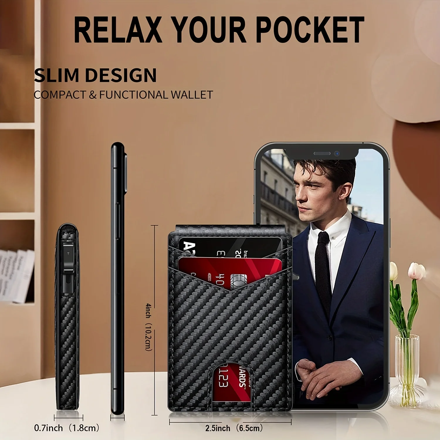 1pc Wallet - Stylish RFID-Blocking Pop-Up Card Holder for Men,  Secure Design,Black, Business Style, Fast Access Wallet