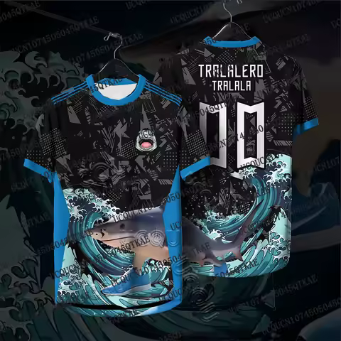 Italian Brainrot Tralalero Tralala Tung TungTung Sahur Bombardiro Crocodilo Football Jersey Funny Unisex Casual Sport Tshirt