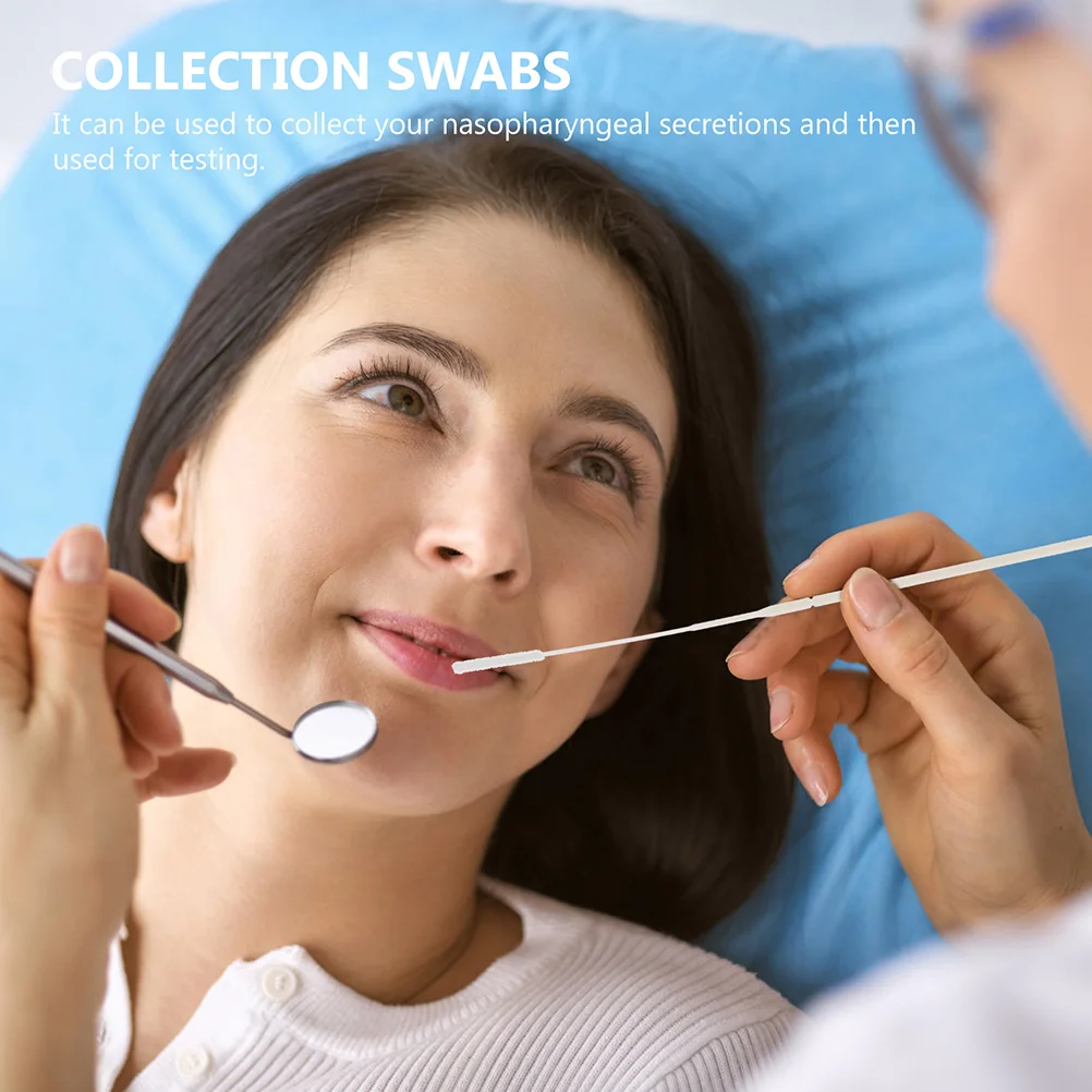 60 Pcs Flocking Swab Flocked Nasal Detection Tools Nasopharyngeal Swabs Simple Sampling Sticks Specimen Disposable