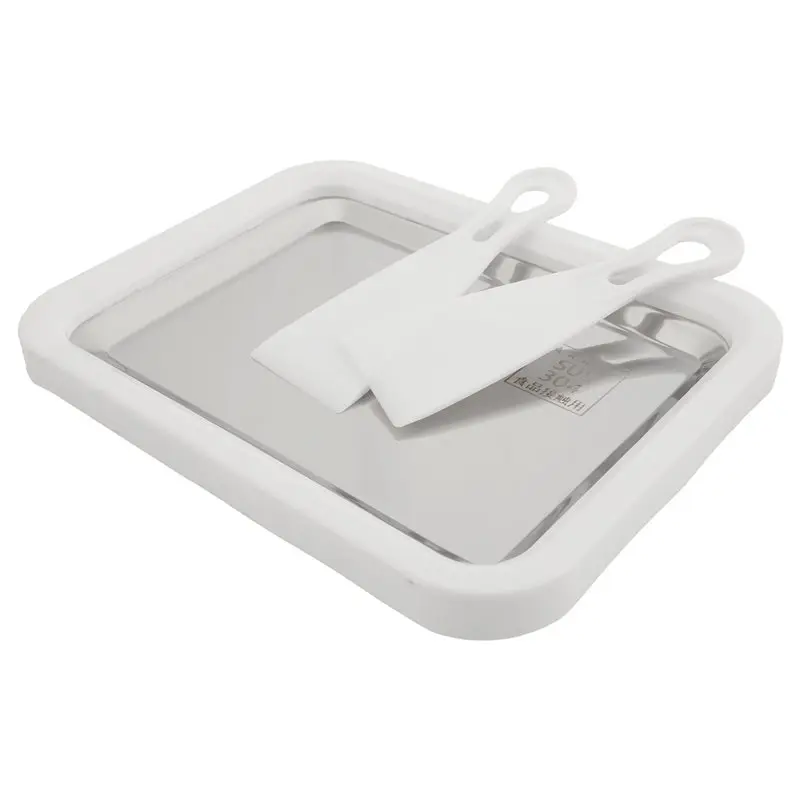 [NEW!A67Z】 Frozen Yogurt Ice Cream Machine Electric Stainless Steel Fried Ice Tray Compact Home Use Maker