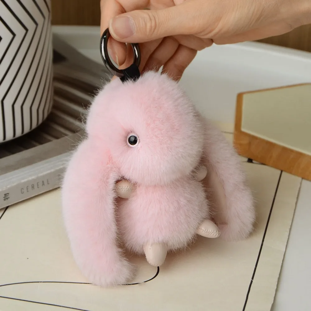 

Stuffed Animal Fluffy Rabbit Keychain Furry Doll Pompom Bunny Stuffed Keyring Bag Charm Plush Doll Plush Bunny Pendant