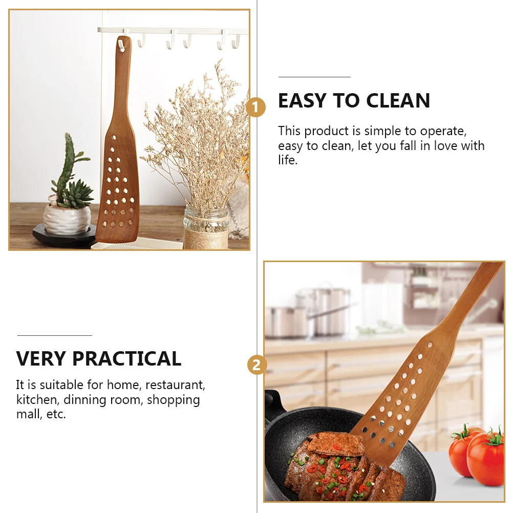 Wok 24 Hole Frying Spatula Pasta Strainer Practical Wooden Utensil Kitchen Appliances