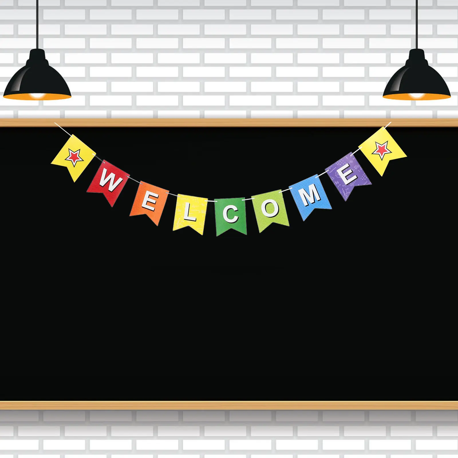 1Set Back to School Banner Flag Paper Welcome Banner Pencil Party Pull Flags Party Hanging Ornament Back to School Sign