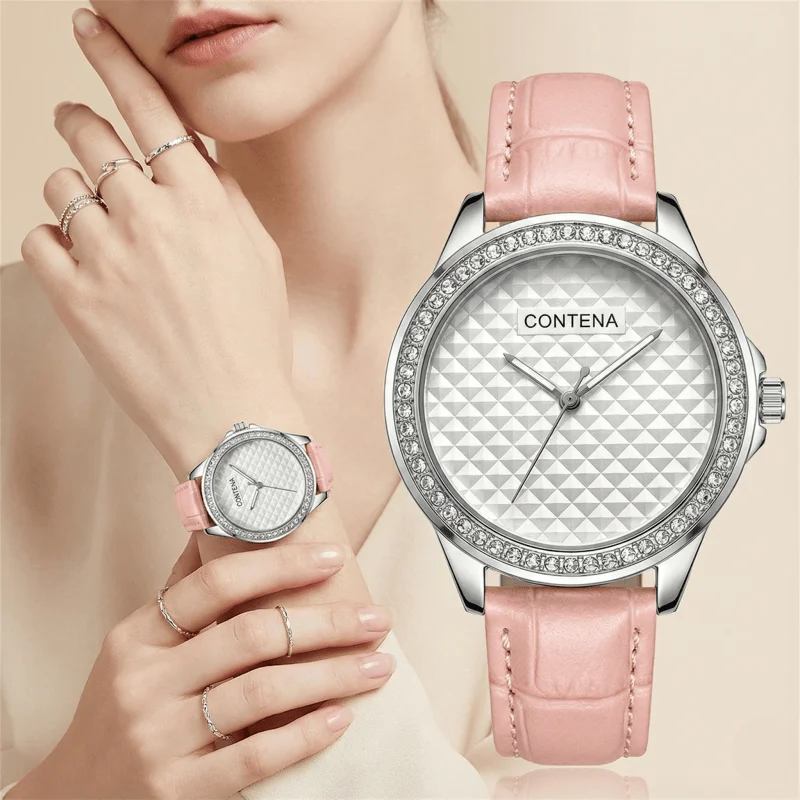 Luxury Diamonds Stainless Steel Women's Quartz Wristwatches Fashion Elegant Leather Strap Ladies Watch Female Clock reloj mujer