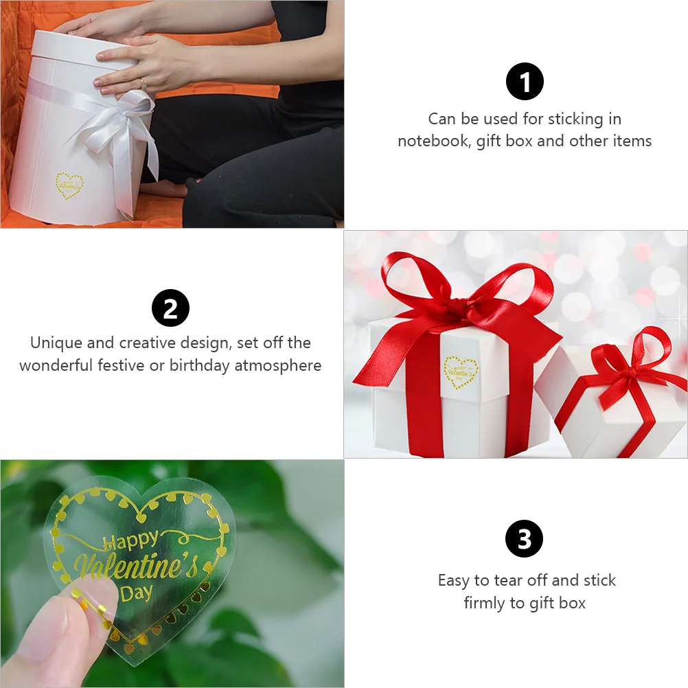 

Heart Shaped Stickers Gift Bag Labels Transparent Dragon Design Valentine s Day Envelope Sealing Pasters Elegant Wedding Crafts