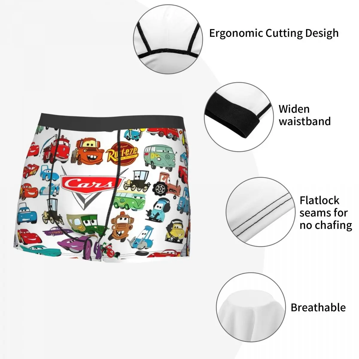 Man Cars Lightning McQueen Boxers Funny Gift Underwear Life Is A Highway Shorts Men's Boxer Briefs Quilt Underpants Soft