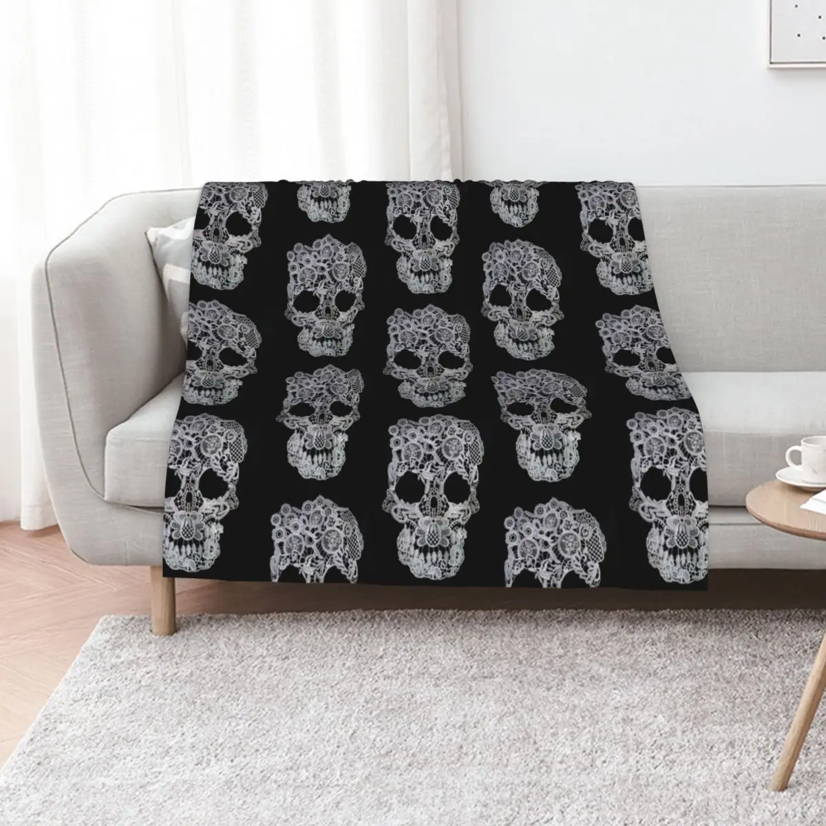

Crochet skull Throw Blanket Furry Soft Plush Plaid Blankets For Bed Shaggy Blankets