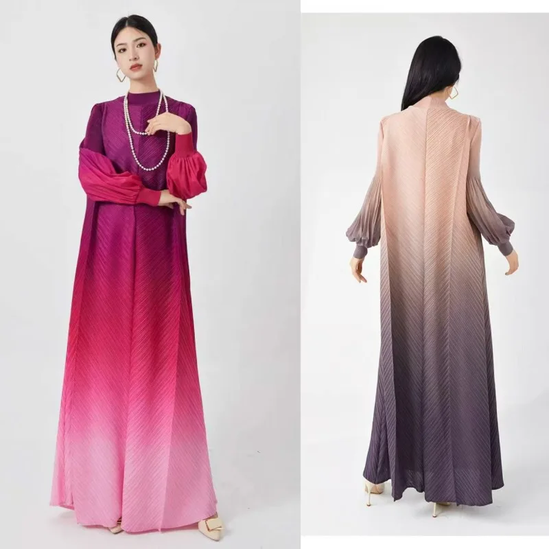 miyake-robe-plissee-2025-senior-sens-degrade-couleur-grande-taille-longue-automne-nouveau-decontracte-elegant-temperament-jupe-femme-vetements