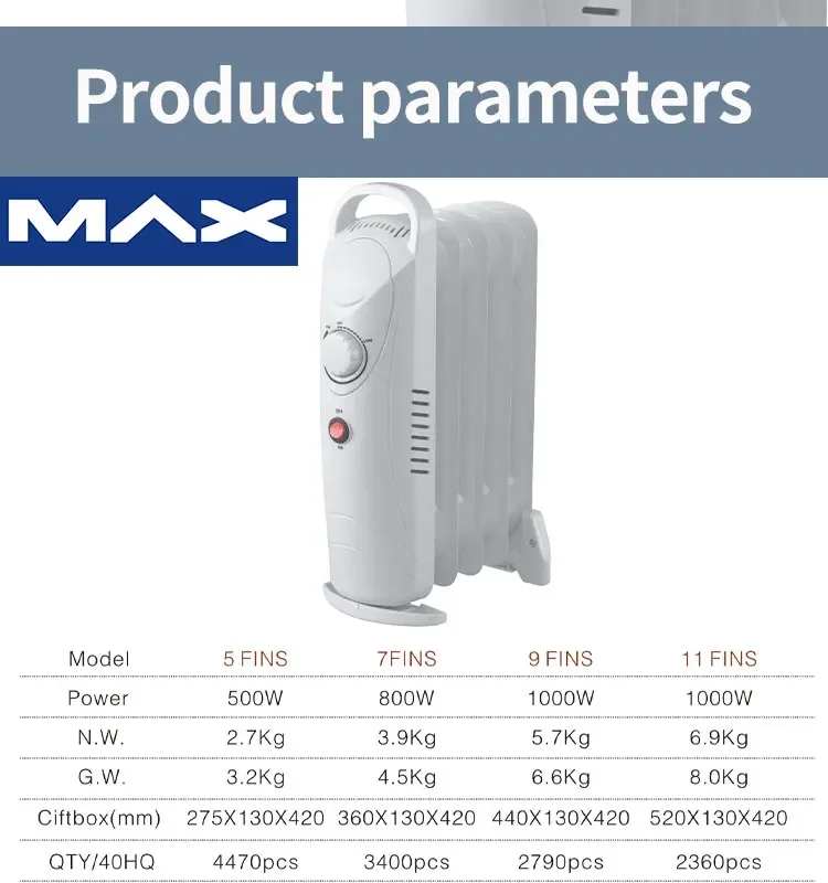 500-1000 واط 5/7/9/11/13/15 دبابيس الزيت الكهربائي شغل سخان سخان الزيت مسخن الهواء النفط دفئا سخان كهربائي سخان كهربائي الهواء Wa