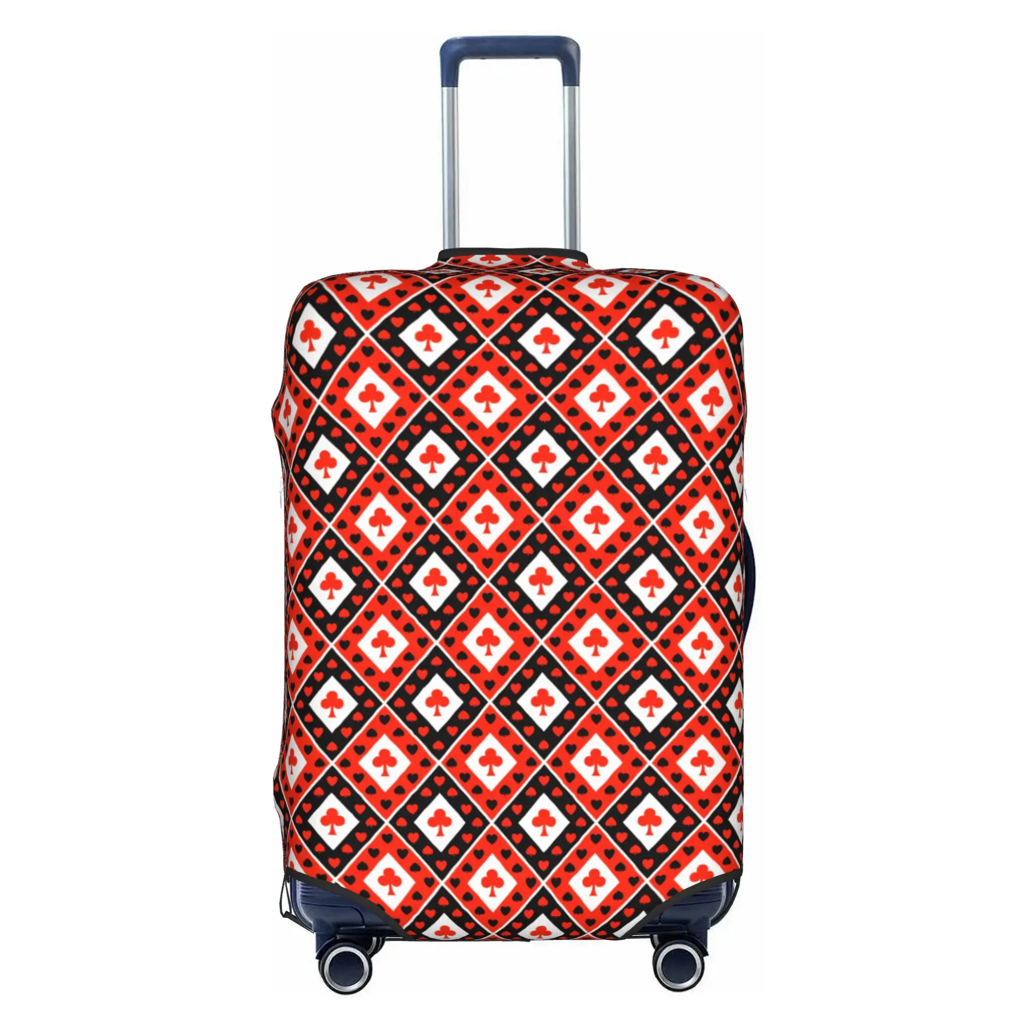 Checkered Plaid Playing  Luggage Cover Fashion Heart Spade Diamond Club Suitcase Protector Covers Suit For 18-32 inch
