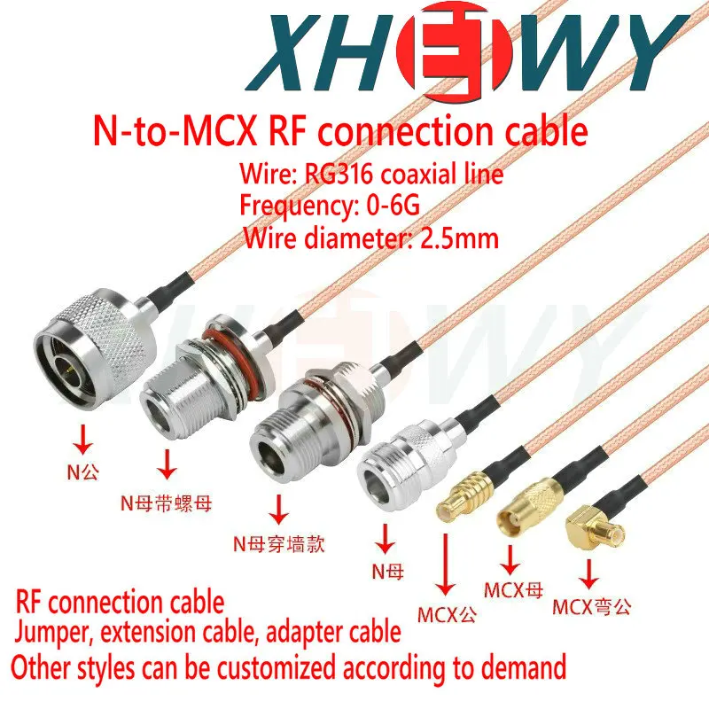 

RG316 RF adapter cable N-to-MCX male and female heads n to MCX signal connection extension antenna N plug to MCX plug