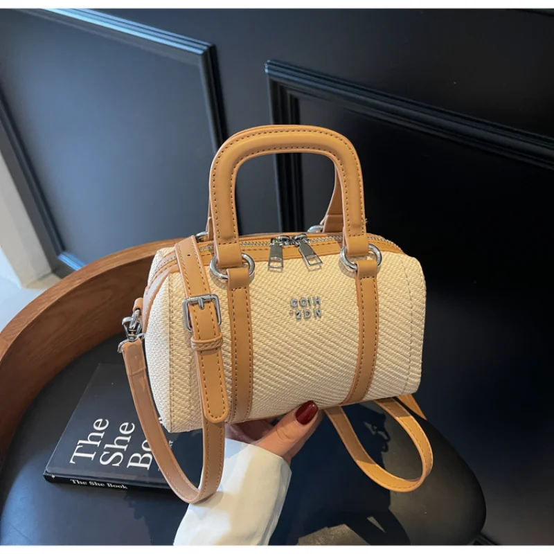 

2025 Patchwork Boston Bag Color Block Crossbody Purse for Women Adjustable Strap Top Handle Spring Fashion