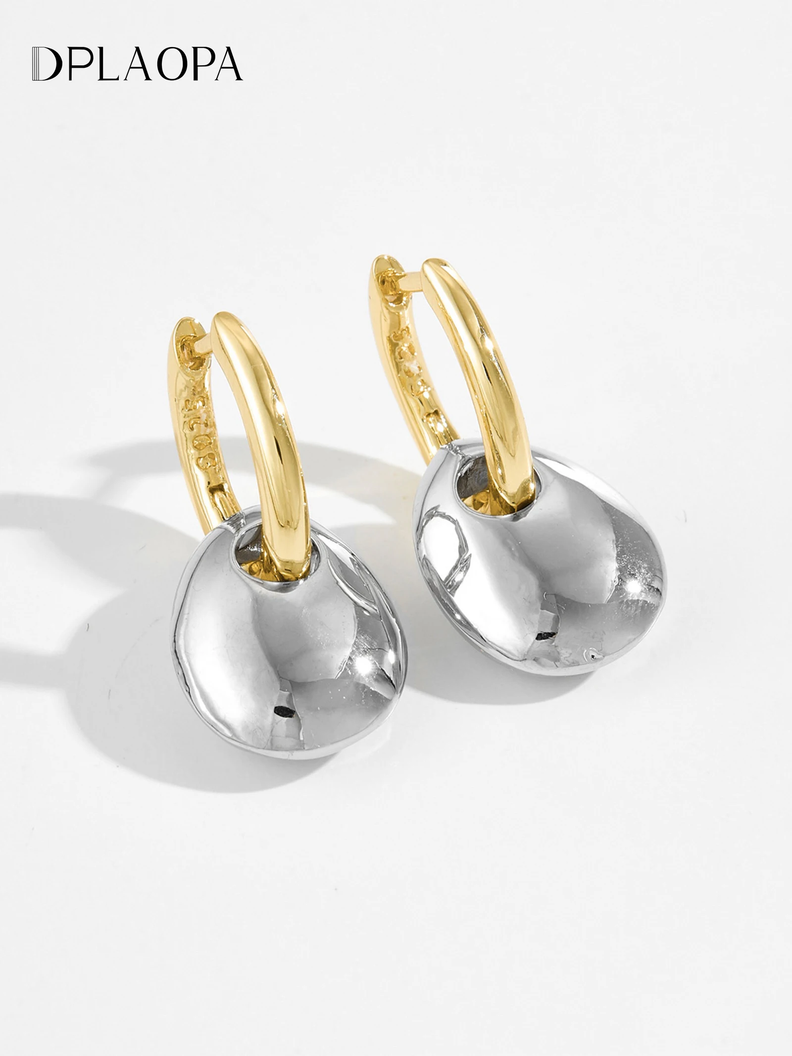 

DPLAOPA 925 Sterling Silver Big Double Color Plating Drop Earrings 2026 Fashion Fine Luxury Delicate Party Gift Women Jewelry